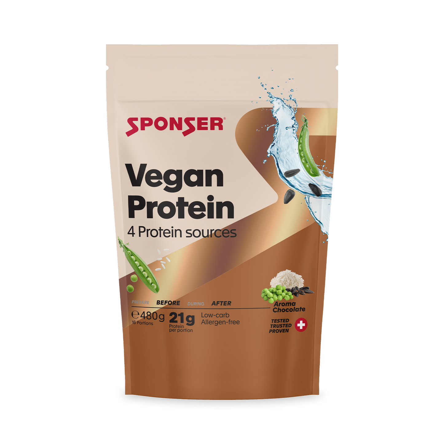 SPONSER VEGAN PROTEIN CHOCOLATE 480G SACO